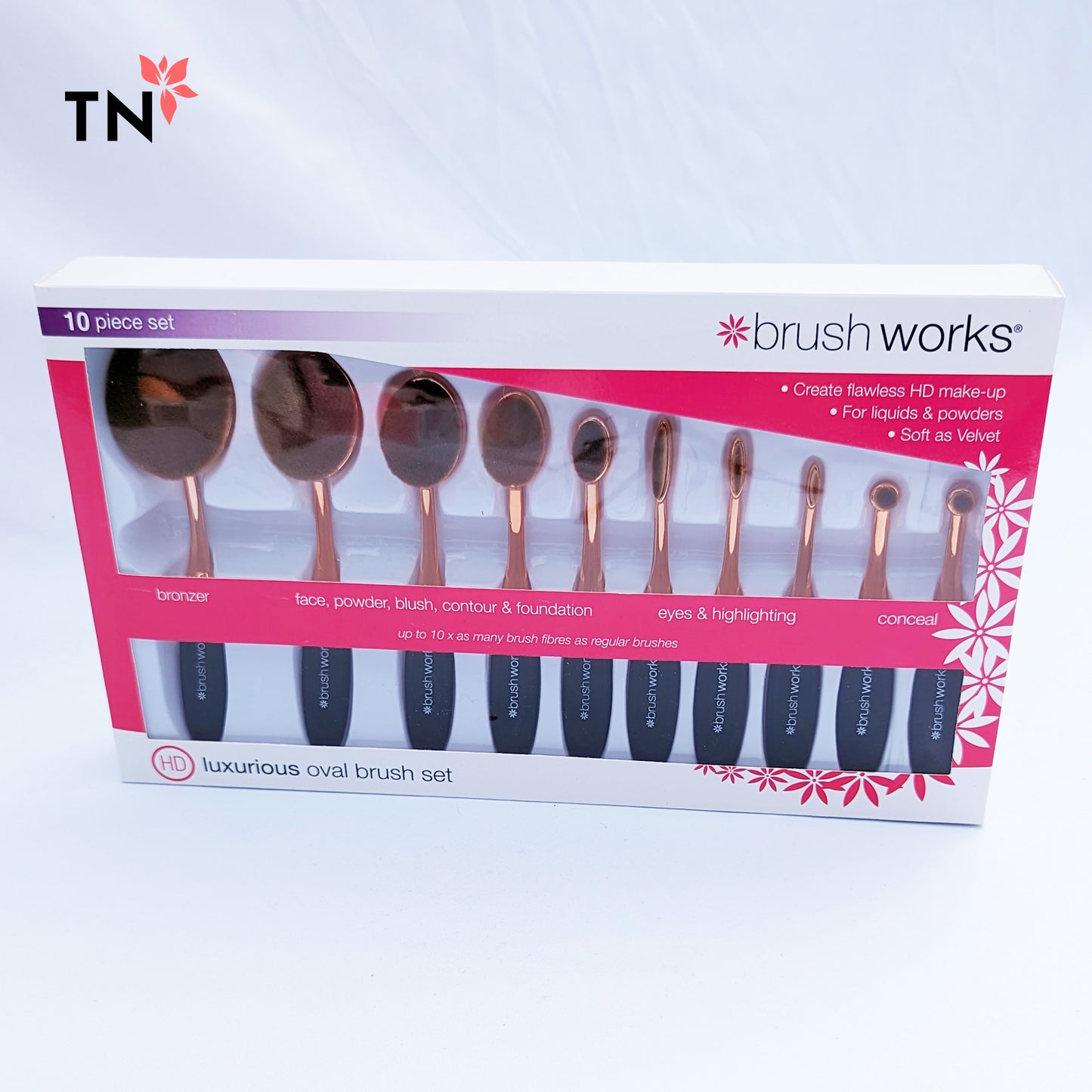 Brush Work 10 Piece Luxury Oval Makeup Brush Gift Set