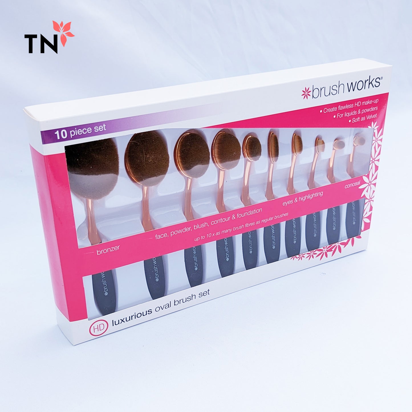 Brush Work 10 Piece Luxury Oval Makeup Brush Gift Set