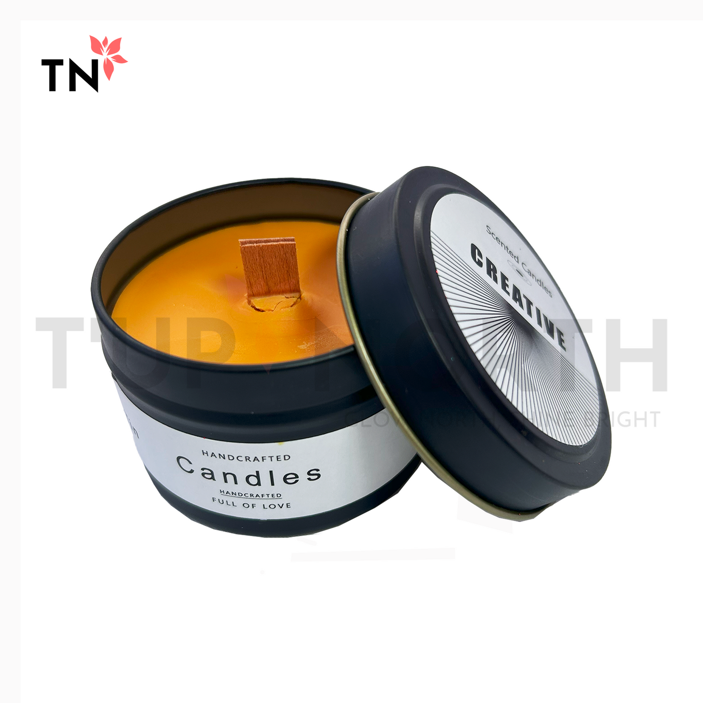 Delicate Black Tin Candle