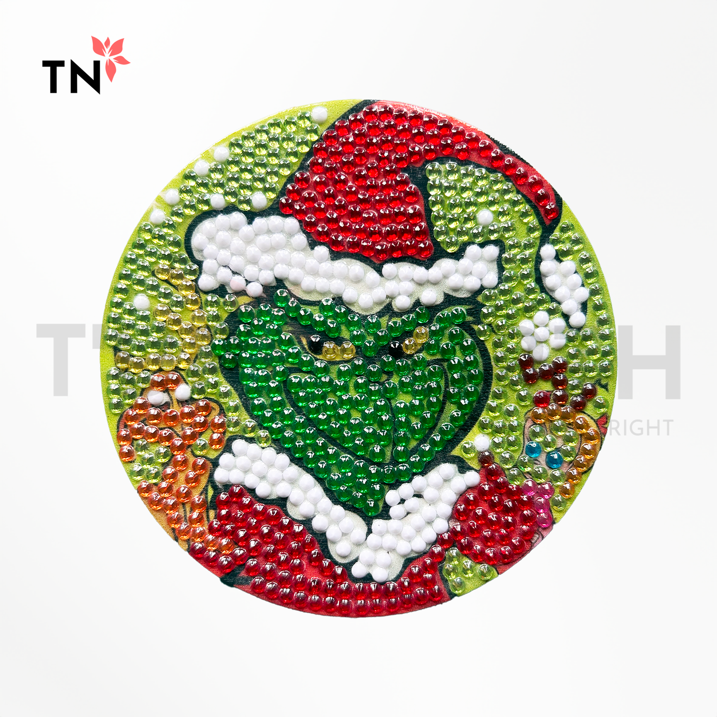 Handmade Grinch Diamond Art Coasters