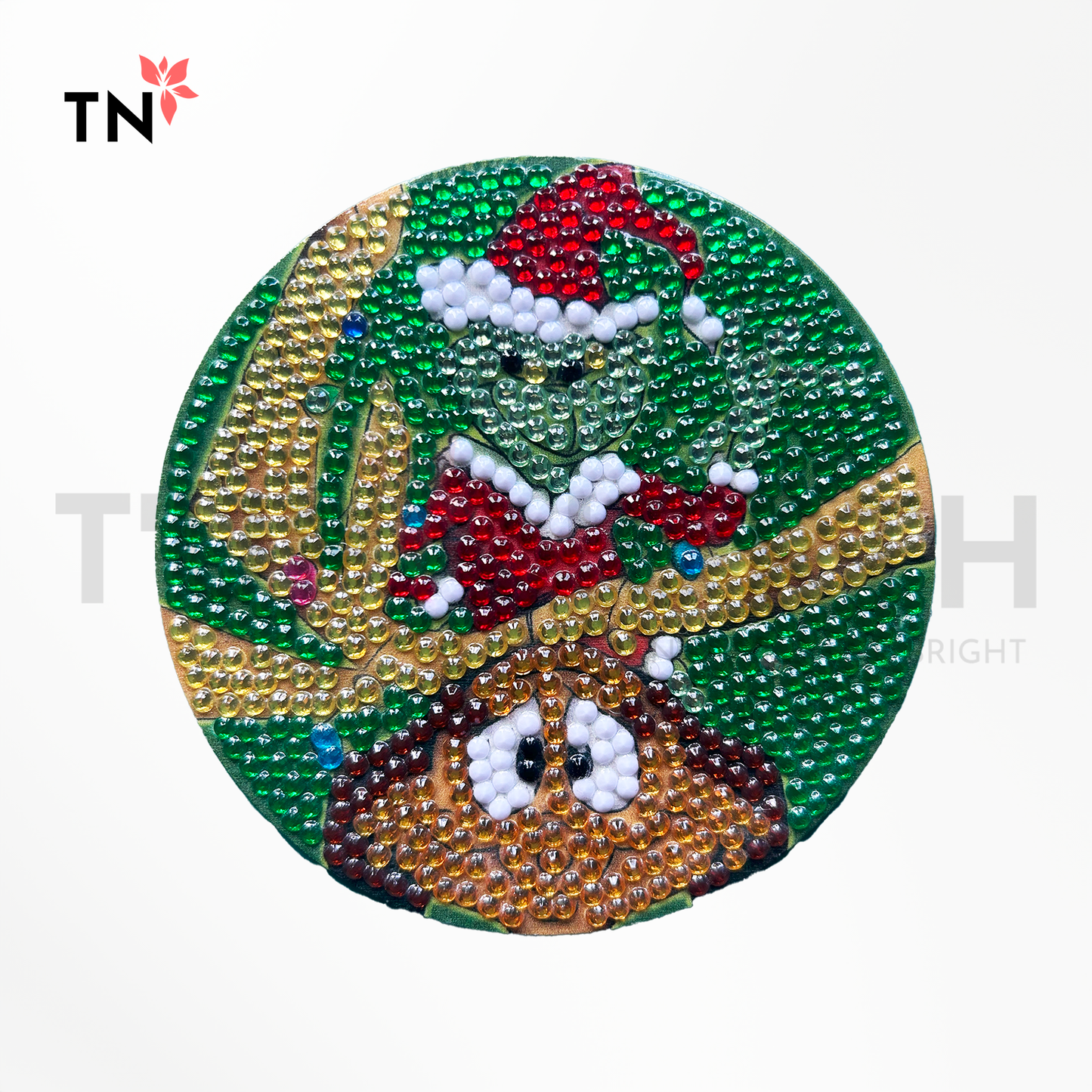 Handmade Grinch Diamond Art Coasters