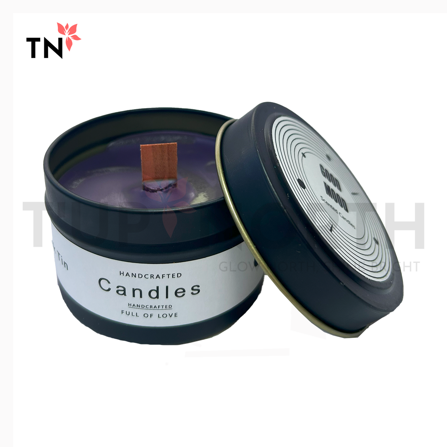 Delicate Black Tin Candle