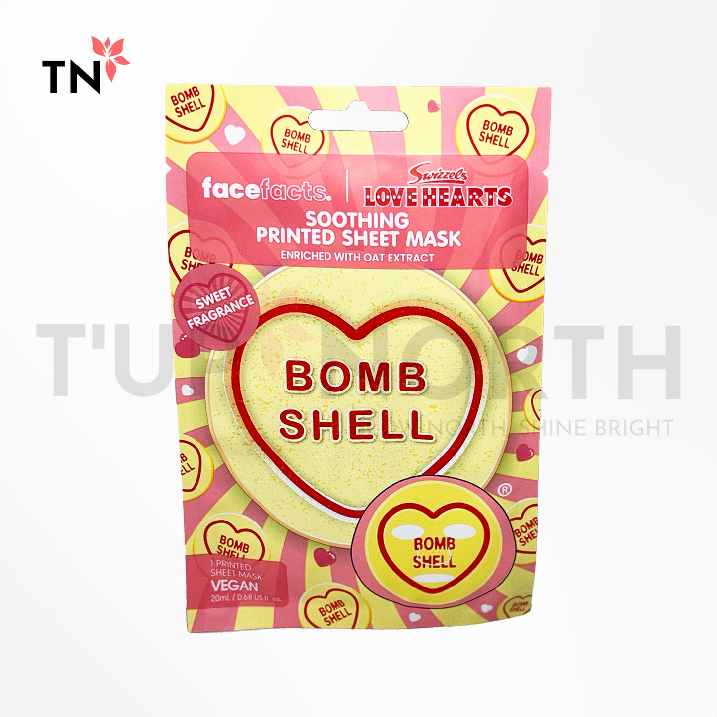 Face Facts Love Hearts Bomb Shell Soothing Printed Sheet Face Mask