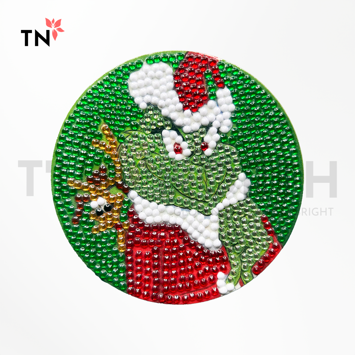 Handmade Grinch Diamond Art Coasters