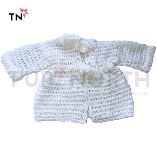 White Knitted Cardigan with Knitted Bow Details (Baby)